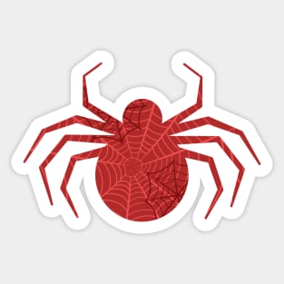 Large red spider with web Sticker